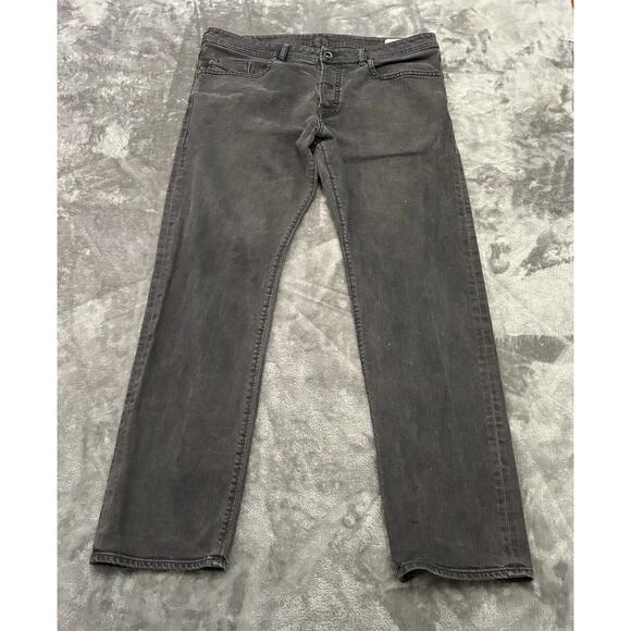 Diesel Jeans Mens 36x32 Black Buster Regular Slim Tapered 5 Pocket Stretch Denim - Picture 1 of 13